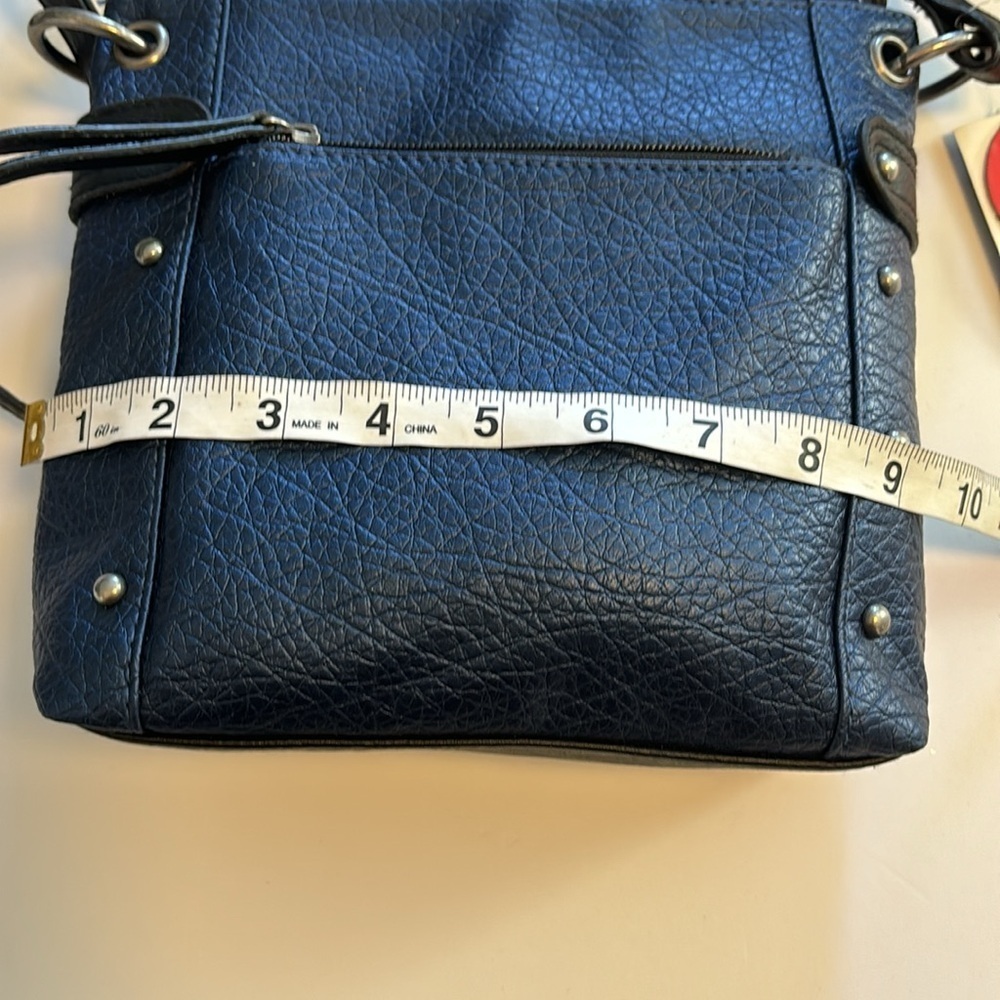 STYLE &CO NWTS DEEP BLUE SHOULDER BAG VEGAN LEATHER 10”X 9” ADJUSTABLE  STRAP - Picture 9 of 10